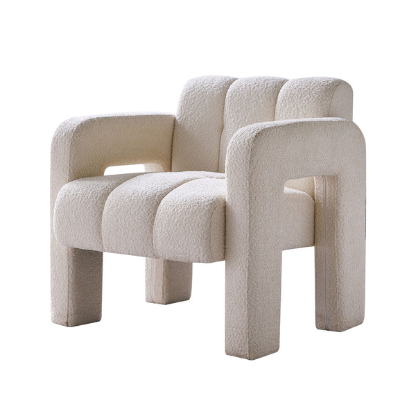 English Elm 31.10" Boucle Accent Chair — Low, Spacious Upholstered Seat with Solid Wood Frame & High-Density Foam Comfort W579121034