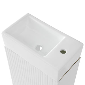 English Elm 18.6" Bathroom Vanity with Sink and Ceramic Top, MDF Cabinet with Door, TP Holder & Shelf White N725P212181K