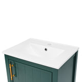 English Elm 20" Bathroom Vanity With Sink, Bathroom Cabinet With Soft Closing Door, Storage Rack and Open Shelf, Green