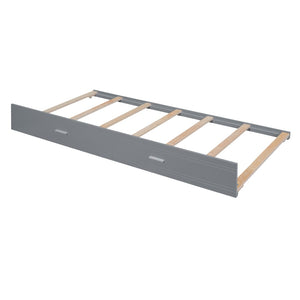 English Elm Full Over Bunk Bed with Staircase Storage Drawers and Twin Trundle Pinewood Frame Gray LT100268AAE