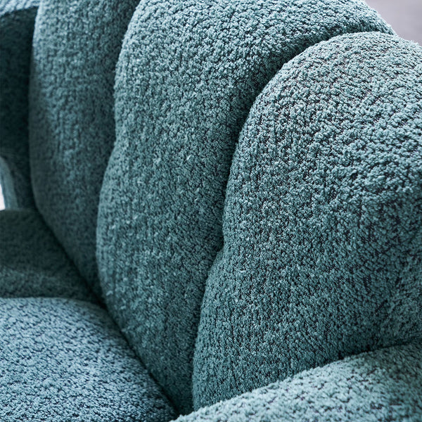 English Elm 31.10" Boucle Upholstered Accent Chair — Low-Profile Solid Wood Frame, Plush High-Density Foam Comfort Green W579121278