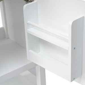 English Elm 20" Matte Freestanding Bathroom Vanity Rubberwood Cabinet Ceramic Sink Open Shelf White N725P391115K