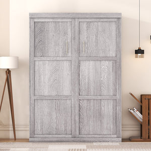 English Elm Full Full Size Murphy Bed Cabinet Gray with Integrated Foldaway Design, Heavy-Duty 1000lb Capacity Hideaway Solution GX002005AAE