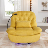 English Elm 270 Degree Swivel Power Recliner With Voice Control, Bluetooth Music Player,Usb Ports, Atmosphere Lamp, Hidden Arm Storage and Mobile Phone Holder For Living Room, Bedroom, Apartment, Yellow