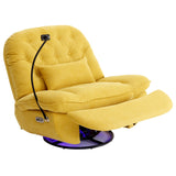 English Elm 270 Degree Swivel Power Recliner With Voice Control, Bluetooth Music Player,Usb Ports, Atmosphere Lamp, Hidden Arm Storage and Mobile Phone Holder For Living Room, Bedroom, Apartment, Yellow