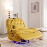 English Elm 270 Degree Swivel Power Recliner With Voice Control, Bluetooth Music Player,Usb Ports, Atmosphere Lamp, Hidden Arm Storage and Mobile Phone Holder For Living Room, Bedroom, Apartment, Yellow