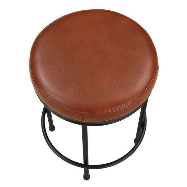English Elm Michael Faux Leather Padded Counterstool with Antique Bronze Frame for Kitchen Island B050126339
