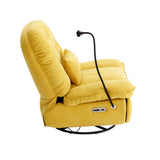 English Elm 270 Degree Swivel Power Recliner With Voice Control, Bluetooth Music Player,Usb Ports, Atmosphere Lamp, Hidden Arm Storage and Mobile Phone Holder For Living Room, Bedroom, Apartment, Yellow