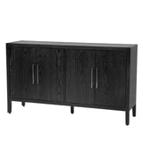 Hearth and Haven Sedona Storage Cabinet with Metal Handles, 4 Shelves and 4 Doors, Black WF309061AAB