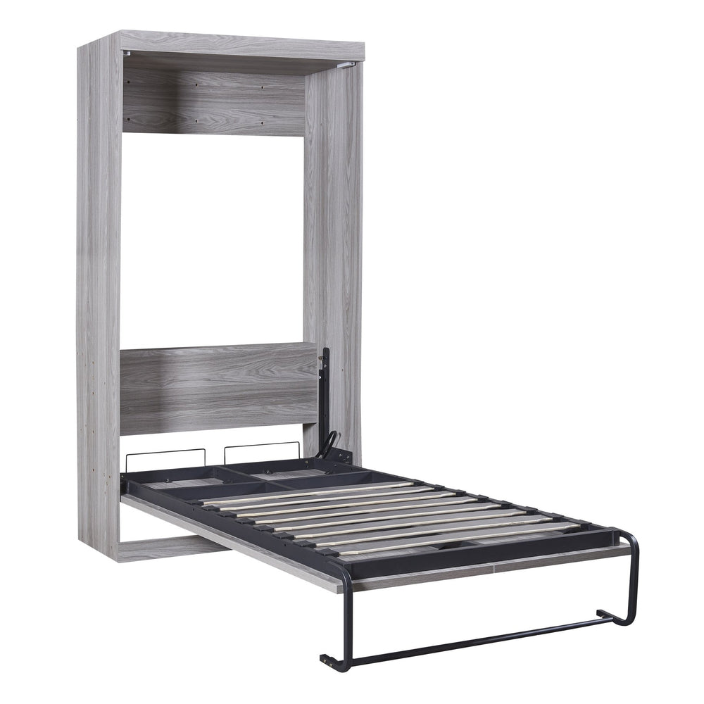 English Elm Twin Murphy Bed Cabinet Gray — Space‑Saving Foldaway Twin Size Bed with Integrated Legs, 1000lb Capacity GX002003AAE