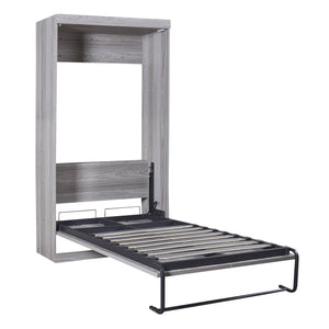 English Elm Twin Murphy Bed Cabinet Gray — Space‑Saving Foldaway Twin Size Bed with Integrated Legs, 1000lb Capacity GX002003AAE