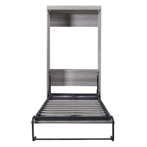 English Elm Twin Murphy Bed Cabinet Gray — Space‑Saving Foldaway Twin Size Bed with Integrated Legs, 1000lb Capacity GX002003AAE