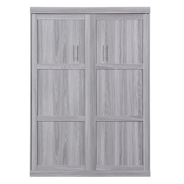 English Elm Full Full Size Murphy Bed Cabinet Gray with Integrated Foldaway Design, Heavy-Duty 1000lb Capacity Hideaway Solution GX002005AAE