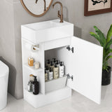 English Elm 18.6" Bathroom Vanity With Sink, Bathroom Vanity Cabinet With Two-Tier Shelf, Left Or Right Orientation, White