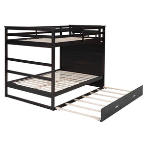 English Elm Full Over Bunk Bed with Staircase Storage Drawers and Twin Trundle Pinewood Frame Espresso LT100268AAP