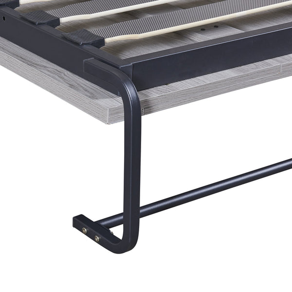 English Elm Full Size Murphy Bed Gray with Solid Wood+MDF Cabinet, No Box Spring Needed, Easy Assembly, Space-Saving WF307303AAE