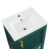 English Elm 20" Bathroom Vanity With Sink, Bathroom Cabinet With Soft Closing Door, Storage Rack and Open Shelf, Green