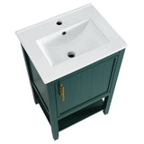 English Elm 20" Bathroom Vanity With Sink, Bathroom Cabinet With Soft Closing Door, Storage Rack and Open Shelf, Green