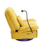 English Elm 270 Degree Swivel Power Recliner With Voice Control, Bluetooth Music Player,Usb Ports, Atmosphere Lamp, Hidden Arm Storage and Mobile Phone Holder For Living Room, Bedroom, Apartment, Yellow