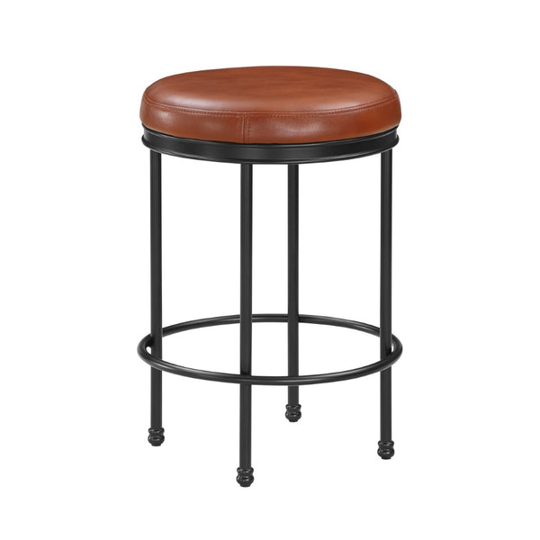 English Elm Michael Faux Leather Padded Counterstool with Antique Bronze Frame for Kitchen Island B050126339