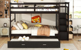 Hearth and Haven Adam Full over Full Bunk Bed with Trundle and 4-Drawer Staircase, Espresso LT000268AAP