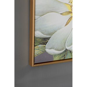 English Elm Set of 4 Framed Botanical Prints White Gold Floral Wall Art for Modern Interiors W2078127367
