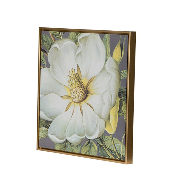 English Elm Set of 4 Framed Botanical Prints White Gold Floral Wall Art for Modern Interiors W2078127367