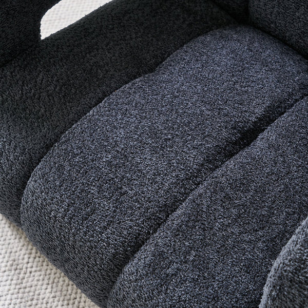 English Elm 31.10" Boucle Upholstered Accent Chair — Low-Profile Solid Wood Frame, Plush High-Density Foam Comfort DARK GREY W579121280