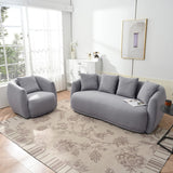 Contemporary Upholstered Sofa Set & Armchair with 5 Pillows