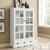 Hearth and Haven Pave 2 Doors Curio Cabinet with Adjustable Shelves and 3 Drawers, White W1693S00003