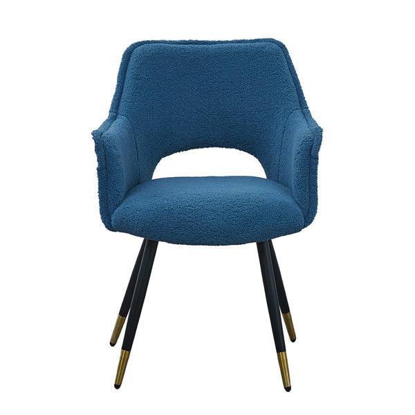 English Elm Set of 2 Blue Velvet Accent Chairs with Metallic Iron Legs for Living Room Vanity W2078127365