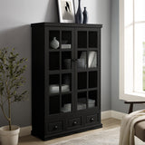 Hearth and Haven Pave 2 Doors Curio Cabinet with Adjustable Shelves and 3 Drawers, Black W1693S00004