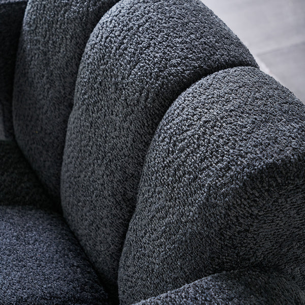 English Elm 31.10" Boucle Upholstered Accent Chair — Low-Profile Solid Wood Frame, Plush High-Density Foam Comfort DARK GREY W579121280