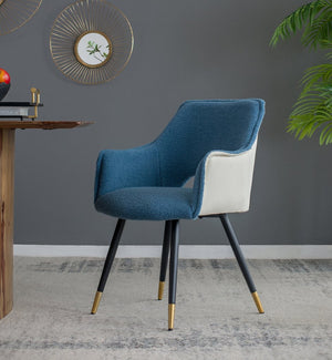English Elm Set of 2 Blue Velvet Accent Chairs with Metallic Iron Legs for Living Room Vanity W2078127365