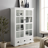 Hearth and Haven Pave 2 Doors Curio Cabinet with Adjustable Shelves and 3 Drawers, White W1693S00003