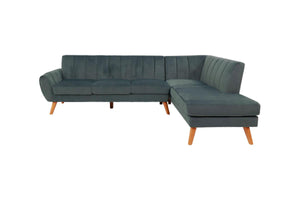English Elm SECTIONAL Plush Velvet 2-Piece Sofa with RAF Chaise and Solid Wood Frame, 111"W x 33"H Stylish Dark Gray 75 L x 33 W x 17 H B089S00160