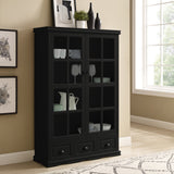 Hearth and Haven Pave 2 Doors Curio Cabinet with Adjustable Shelves and 3 Drawers, Black W1693S00004