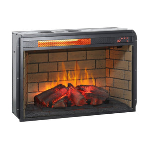 English Elm 26 Inch Infrared Quartz Fireplace Insert with Resin Log Bed and Brick Surround W1769121295