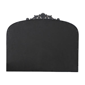English Elm 40" Baroque Arch Wall Mirror Ornate Iron Frame Gilded Finish for Entryway or Mantel Black W2078127697