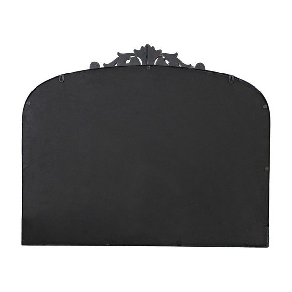 English Elm 40" Baroque Arch Wall Mirror Ornate Iron Frame Gilded Finish for Entryway or Mantel Black W2078127697