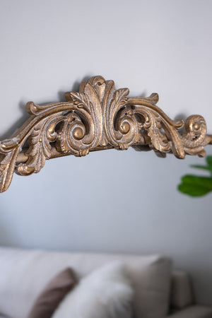 English Elm 40" Baroque Arch Wall Mirror Ornate Iron Frame Gilded Finish for Entryway or Mantel Gold W2078127696