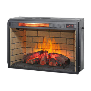 English Elm 26 Inch Infrared Quartz Fireplace Insert with Resin Log Bed and Brick Surround W1769121295