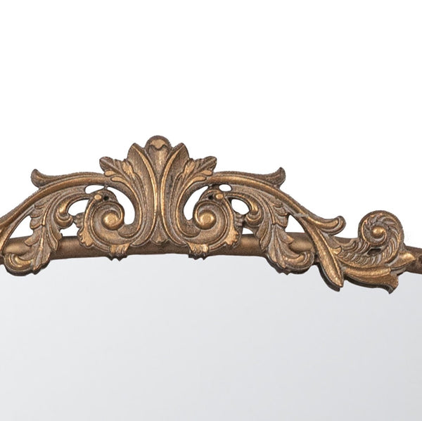 English Elm 40" Baroque Arch Wall Mirror Ornate Iron Frame Gilded Finish for Entryway or Mantel Gold W2078127696