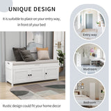 Hearth and Haven Trexm Storage Bench with 3 Shutter-Shaped Doors, Shoe Bench with Removable Cushion and Hidden Storage Space (White, Old Sku: Wf284226Aak) WF310529AAK