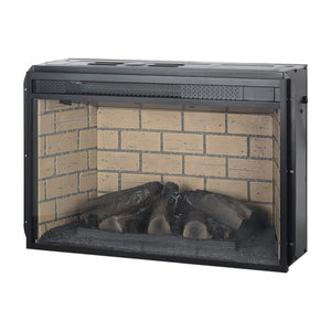 English Elm 26 Inch Infrared Quartz Fireplace Insert with Resin Log Bed and Brick Surround W1769121295