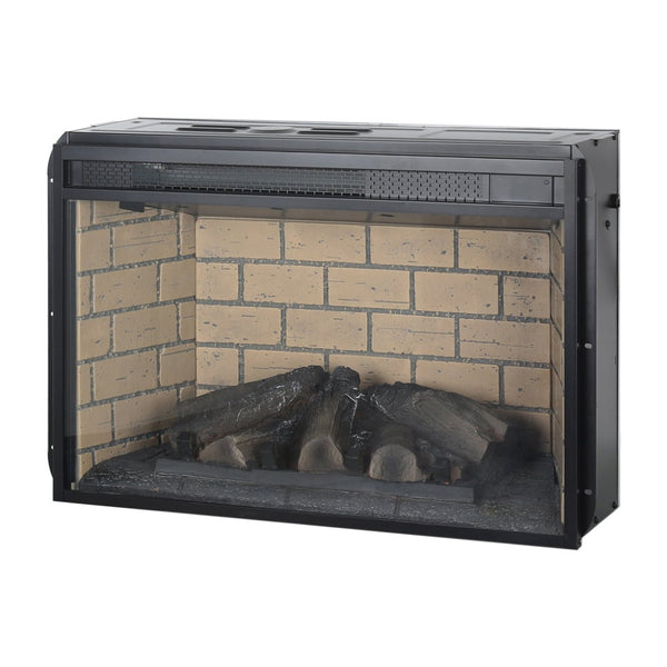 English Elm 26 Inch Infrared Quartz Fireplace Insert with Resin Log Bed and Brick Surround W1769121295