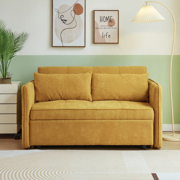 English Elm Chenille Sleeper Loveseat Sofa Bed with Adjustable Armrests for Studio Living W848132155
