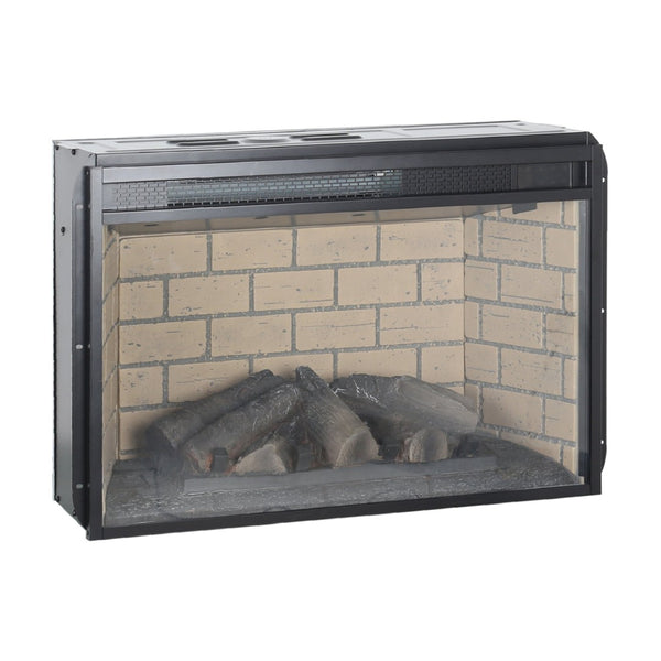 English Elm 26 Inch Infrared Quartz Fireplace Insert with Resin Log Bed and Brick Surround W1769121295