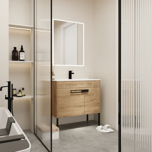 English Elm 36 Inch Bathroom Vanity With Sink - Versatile Freestanding Or Floating Design For Modern Spaces W999S00109