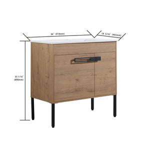 English Elm 36 Inch Bathroom Vanity With Sink - Versatile Freestanding Or Floating Design For Modern Spaces W999S00109